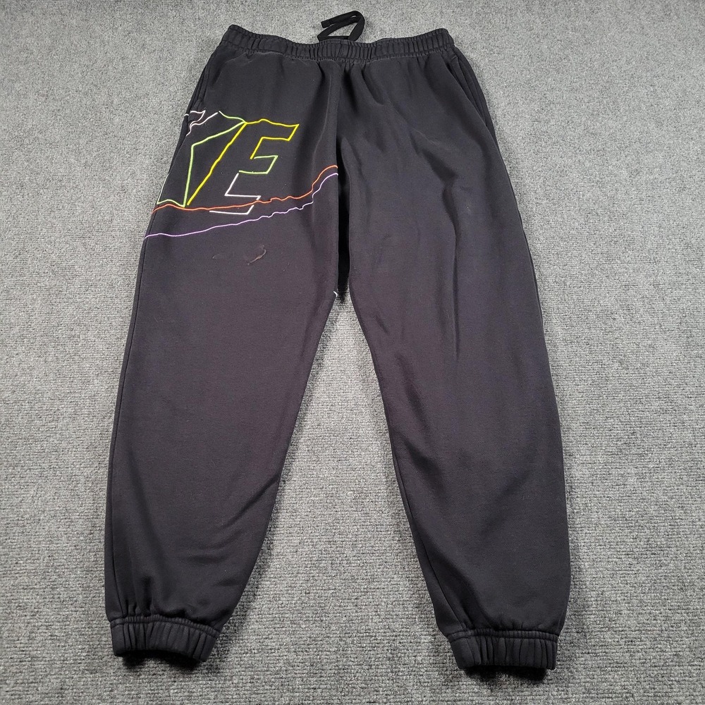 Nike Sweatpants Mens Medium Black Neon Outline Logo‎ Fleece Joggers DX0547-010